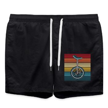 Unicycle Riding Retro Vintage Unicycle Sunset - Swim Trunks - black - Front - AI Model Male 185 light (185cm)