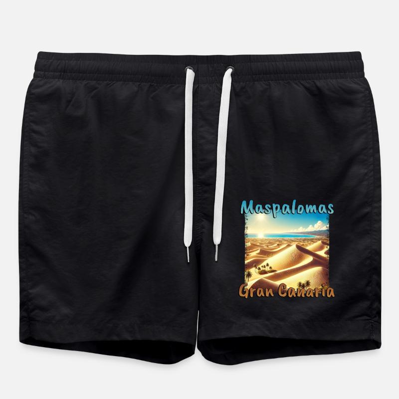 Maspalomas Dunes Beach Sunset Grunge - Swim Trunks - black