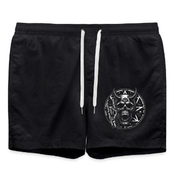 Crâne avec des cornes pentagramme fait des cornes de diable - Short de bain - noir - Devant - AI Model Male 185 light (185cm)