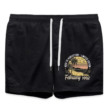 27th Birthday - Legend since February 1998 - Swim Trunks - black - Front - AI Model Male 185 light (185cm)