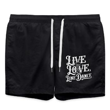 Leben Liebe Line Dance Tanzen Tanzsport - Badeshorts - Schwarz - Vorne - AI Model Male 185 light (185cm)