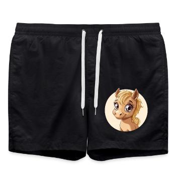 Poney heureux - Short de bain - noir - Devant - AI Model Male 185 light (185cm)