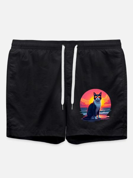 Chat sur la plage - Short de bain - noir