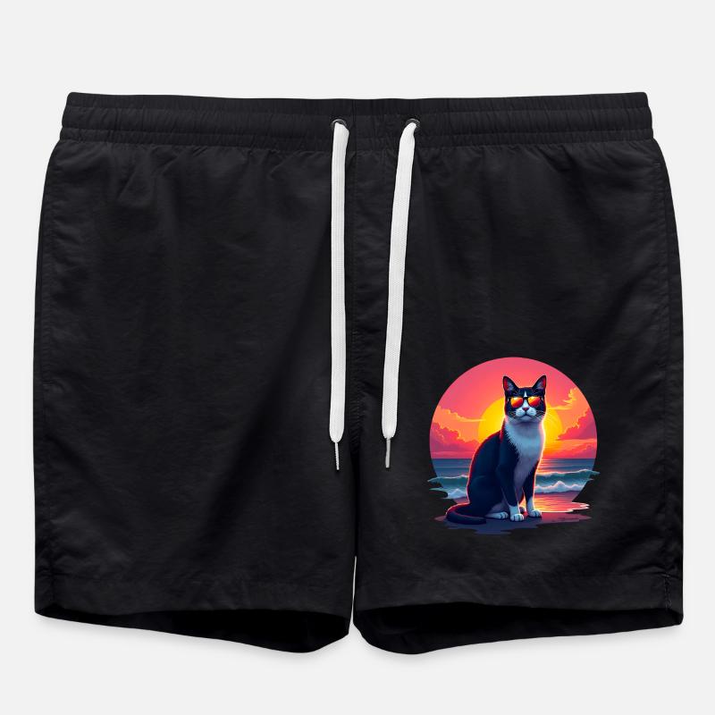 Chat sur la plage - Short de bain - noir