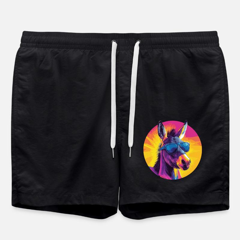 Cooler Esel mit Sonnenbrille - Badeshorts - Schwarz