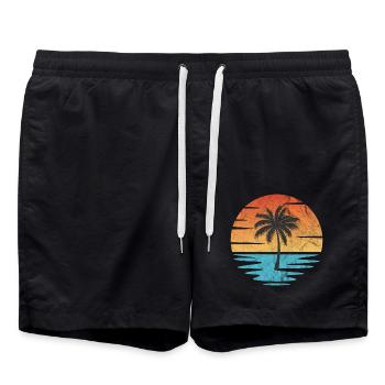 Sonnenuntergang am Strand - Badeshorts - Schwarz - Vorne - AI Model Male 185 light (185cm)