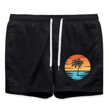 Sonnenuntergang am Strand - Badeshorts - Schwarz - Vorne - AI Model Male 185 light (185cm)