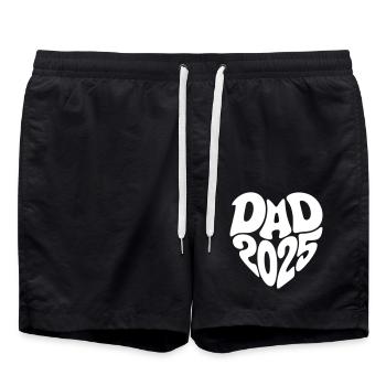 Dad 2025 Herzform Vater Baby Herz Form Papa 2025 - Badeshorts - Schwarz - Vorne - AI Model Male 185 light (185cm)