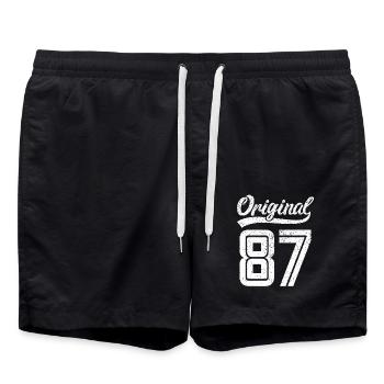 1987 Original 87 born 1987 - Swim Trunks - black - Front - AI Model Male 185 light (185cm)