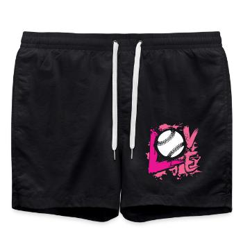 Love Baseball - Swim Trunks - black - Front - AI Model Male 185 light (185cm)