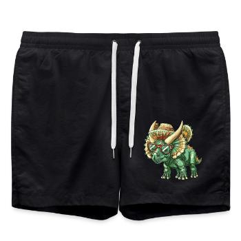Dinosaure tricératops Sombrero - Short de bain - noir - Devant - AI Model Male 185 light (185cm)