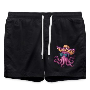 Oktopus Lustig Sombrero - Badeshorts - Schwarz - Vorne - AI Model Male 185 light (185cm)