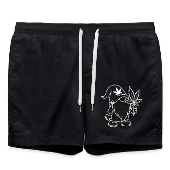 Süßer Hanf Gnom/Zwerg mit Cannabisblatt - Badeshorts - Schwarz - Vorne - AI Model Male 185 light (185cm)