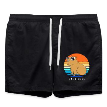 Capybara Capibara - Badeshorts - Schwarz - Vorne - AI Model Male 185 light (185cm)