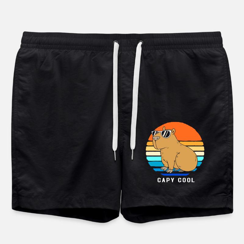 Capybara Capibara - Swim Trunks - black