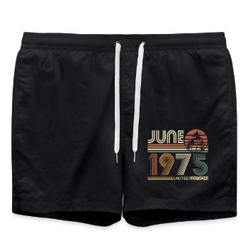 Juin 1975 Vintage Vintage Rétro Anniversaire - Short de bain - noir - Devant - AI Model Male 185 light (185cm)