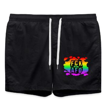 Stop AfD contre la droite, la démocratie, la diversité, la gauche - Short de bain - noir - Devant - AI Model Male 185 light (185cm)