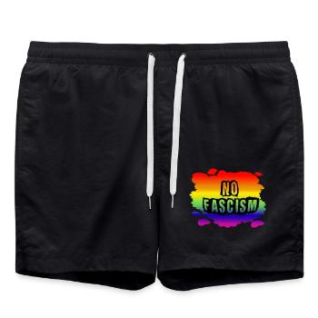 Stop AfD contre la droite, la démocratie, la diversité, la gauche - Short de bain - noir - Devant - AI Model Male 185 light (185cm)