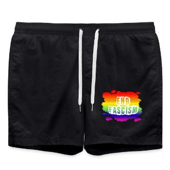 Stop AfD contre la droite, la démocratie, la diversité, la gauche - Short de bain - noir - Devant - AI Model Male 185 light (185cm)