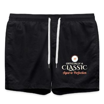 50e anniversaire Disque vinyle classique Vintage - Short de bain - noir - Devant - AI Model Male 185 light (185cm)