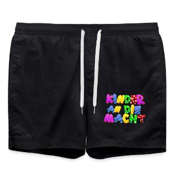 Baby Eltern Kind Geschenk Kinder an die Macht - Badeshorts - Schwarz - Vorne - AI Model Male 185 light (185cm)