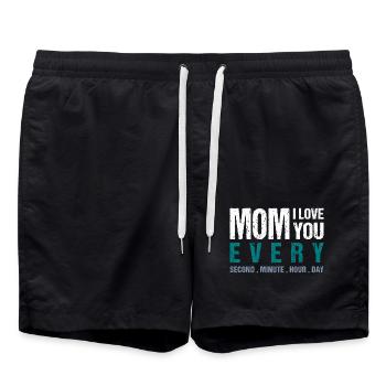 Maman, je t’aime à chaque seconde. Minute. Heure. Jour - Short de bain - noir - Devant - AI Model Male 185 light (185cm)