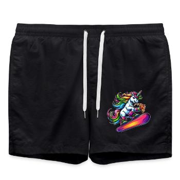 Licorne Snowboarder Pizza Cool - Short de bain - noir - Devant - AI Model Male 185 light (185cm)