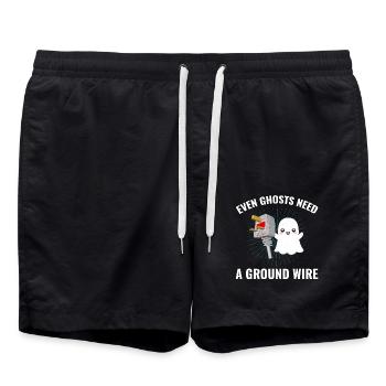 Electrician Halloween Ghost Ground Wire Fun - Swim Trunks - black - Front - AI Model Male 185 light (185cm)