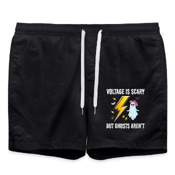 Electrician Halloween Electrical Technician Ghost - Swim Trunks - black - Front - AI Model Male 185 light (185cm)