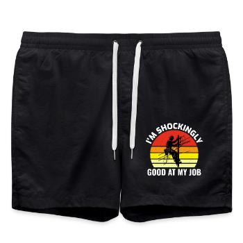 Humour de monteur de lignes Incroyablement bon travail Travail d’électricité - Short de bain - noir - Devant - AI Model Male 185 light (185cm)