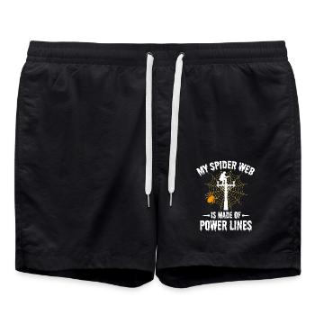 Lineman Halloween Spider Web Power Lines Spooky - Swim Trunks - black - Front - AI Model Male 185 light (185cm)