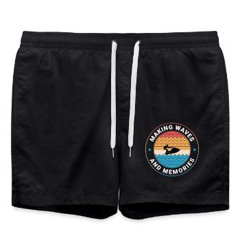 Retro Jet Skiing Adventure Ocean Waves Sunset - Swim Trunks - black - Front - AI Model Male 185 light (185cm)