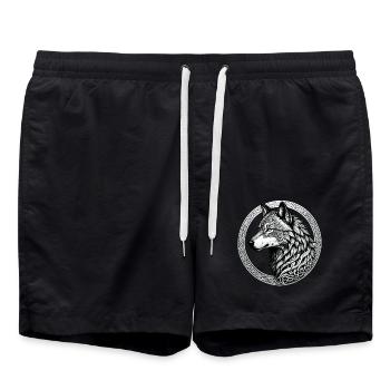 Wolf mit keltischem Knoten 02 - Badeshorts - Schwarz - Vorne - AI Model Male 185 light (185cm)