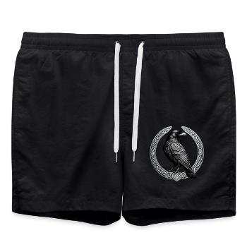 Rabe mit keltischem Knoten 01 - Badeshorts - Schwarz - Vorne - AI Model Male 185 light (185cm)