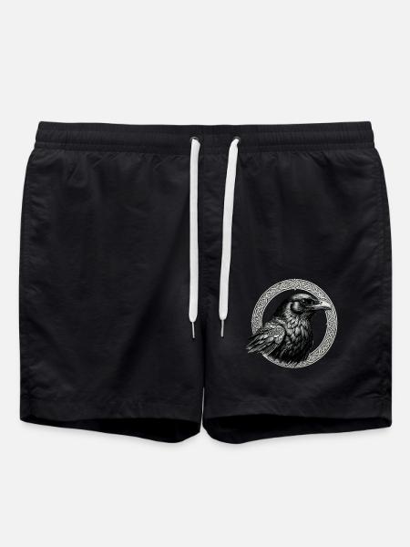 Raven with Celtic Knot 02 - Swim Trunks - black