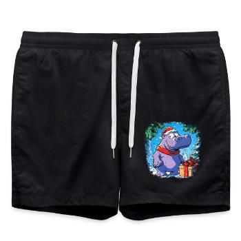 Hippos Christmas - Swim Trunks - black - Front - AI Model Male 185 light (185cm)