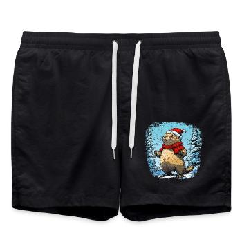 Christmas Marmots - Swim Trunks - black - Front - AI Model Male 185 light (185cm)