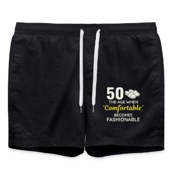 50e anniversaire pantoufles confortables à la mode - Short de bain - noir - Devant - AI Model Male 185 light (185cm)