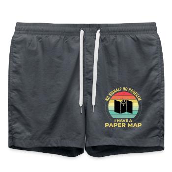 GIS Analyst Karte Pin Sonnenuntergang Retro Camping Wandern - Badeshorts - Anthrazit - Vorne - AI Model Male 185 light (185cm)