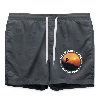 Wandern Berg Sonnenuntergang Abenteuer Outdoor Erkunden - Badeshorts - Anthrazit - Vorne - AI Model Male 185 light (185cm)