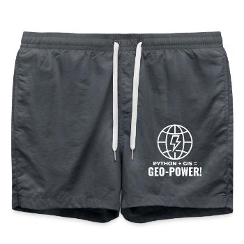 Python GIS Geo-Power Programmierung Geospatial - Badeshorts - Anthrazit - Vorne - AI Model Male 185 light (185cm)