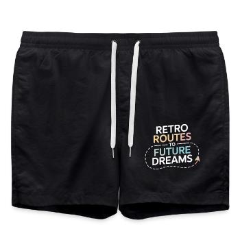 Retro Routes Future Dreams Compass Map - Swim Trunks - black - Front - AI Model Male 185 light (185cm)