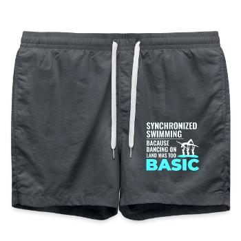 Synchronized Swimming Dancing Basic Swimmer Humor - Swim Trunks - anthracite - Front - AI Model Male 185 light (185cm)