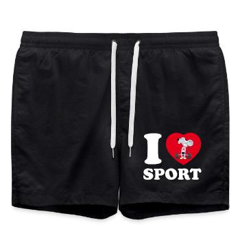 j’adore le sport [blanc] - Short de bain - noir - Devant - AI Model Male 185 light (185cm)