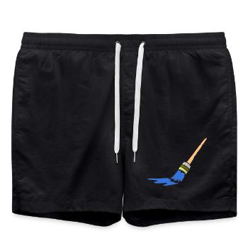 Abstract brush art for creative minds - Swim Trunks - black - Front - AI Model Male 185 light (185cm)
