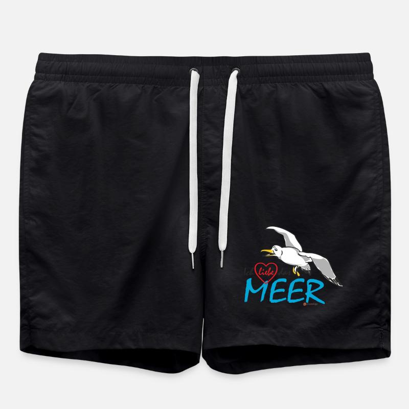 Möwe, Ich liebe das Meer - Badeshorts - Schwarz