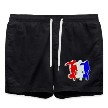 Kinder Fußball 3D - Badeshorts - Schwarz - Vorne - AI Model Male 185 light (185cm)