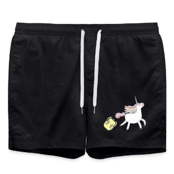 Einhorn geht zur Schule - Badeshorts - Schwarz - Vorne - AI Model Male 185 light (185cm)