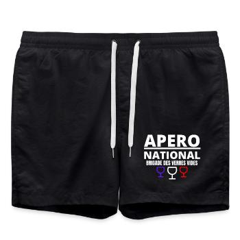 apéro, apéro national, picole nationale - Short de bain - noir - Devant - AI Model Male 185 light (185cm)