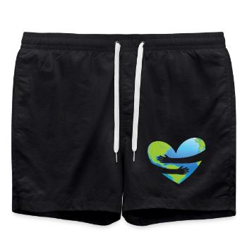 Earth Day - Herz Umarmung - Badeshorts - Schwarz - Vorne - AI Model Male 185 light (185cm)